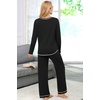 Ekouaer Women’s Pajama Sets Long Sleeve 2 Piece Lounge Sets 2026 Fall S-XXL(Black)