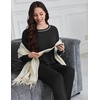 Ekouaer Women’s Pajama Sets Long Sleeve 2 Piece Lounge Sets 2026 Fall S-XXL(Black)