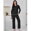 Ekouaer Women’s Pajama Sets Long Sleeve 2 Piece Lounge Sets 2026 Fall S-XXL(Black)
