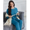 Ekouaer Women’s Pajama Sets Long Sleeve 2 Piece Lounge Sets 2026 Fall S-XXL(Blue Green)