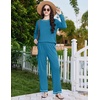 Ekouaer Women’s Pajama Sets Long Sleeve 2 Piece Lounge Sets 2026 Fall S-XXL(Blue Green)