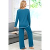 Ekouaer Women’s Pajama Sets Long Sleeve 2 Piece Lounge Sets 2026 Fall S-XXL(Blue Green)