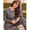 Ekouaer Women’s Pajama Sets Long Sleeve 2 Piece Lounge Sets 2026 Fall S-XXL(Brown Leopard)