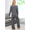 Ekouaer Women’s Pajama Sets Long Sleeve 2 Piece Lounge Sets 2026 Fall S-XXL(Dark Grey)