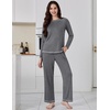 Ekouaer Women’s Pajama Sets Long Sleeve 2 Piece Lounge Sets 2026 Fall S-XXL(Dark Grey)