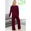 Ekouaer Women’s Pajama Sets Long Sleeve 2 Piece Lounge Sets 2026 Fall S-XXL(Dark Red)