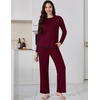 Ekouaer Women’s Pajama Sets Long Sleeve 2 Piece Lounge Sets 2026 Fall S-XXL(Dark Red)