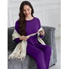 Ekouaer Women’s Pajama Sets Long Sleeve 2 Piece Lounge Sets 2026 Fall S-XXL(Deep Purple)