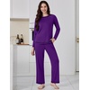 Ekouaer Women’s Pajama Sets Long Sleeve 2 Piece Lounge Sets 2026 Fall S-XXL(Deep Purple)