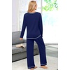 Ekouaer Women’s Pajama Sets Long Sleeve 2 Piece Lounge Sets 2026 Fall S-XXL(Navy Blue)
