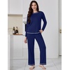 Ekouaer Women’s Pajama Sets Long Sleeve 2 Piece Lounge Sets 2026 Fall S-XXL(Navy Blue)