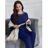 Ekouaer Women’s Pajama Sets Long Sleeve 2 Piece Lounge Sets 2026 Fall S-XXL(Navy Blue)