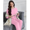 Ekouaer Women’s Pajama Sets Long Sleeve 2 Piece Lounge Sets 2026 Fall S-XXL(Pink)