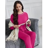 Ekouaer Women’s Pajama Sets Long Sleeve 2 Piece Lounge Sets 2026 Fall S-XXL(Rose Red)