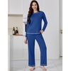 Ekouaer Women’s Pajama Sets Long Sleeve 2 Piece Lounge Sets 2026 Fall S-XXL(Sky Blue)