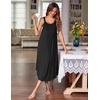 Ekouaer Women’s Sleeveless Nightgowns Long Sleep Dress Wide Strap Sleepwear(Black)