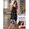 Ekouaer Women’s Sleeveless Nightgowns Long Sleep Dress Wide Strap Sleepwear(Black Butterfly)