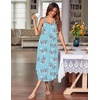 Ekouaer Women’s Sleeveless Nightgowns Long Sleep Dress Wide Strap Sleepwear(Blue Flower)