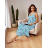 Ekouaer Women’s Sleeveless Nightgowns Long Sleep Dress Wide Strap Sleepwear(Blue Flower)