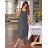 Ekouaer Women’s Sleeveless Nightgowns Long Sleep Dress Wide Strap Sleepwear(Charcoal Grey)