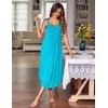 Ekouaer Women’s Sleeveless Nightgowns Long Sleep Dress Wide Strap Sleepwear(Deep Sky Blue)