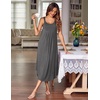 Ekouaer Women’s Sleeveless Nightgowns Long Sleep Dress Wide Strap Sleepwear(Grey)
