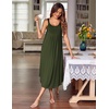 Ekouaer Women’s Sleeveless Nightgowns Long Sleep Dress Wide Strap Sleepwear(Military Green)