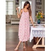 Ekouaer Women’s Sleeveless Nightgowns Long Sleep Dress Wide Strap Sleepwear(Pink Flower)