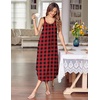 Ekouaer Women’s Sleeveless Nightgowns Long Sleep Dress Wide Strap Sleepwear(Red Plaid)
