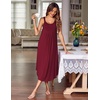 Ekouaer Women’s Sleeveless Nightgowns Long Sleep Dress Wide Strap Sleepwear(Wine Red)