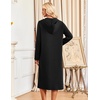 Ekouaer Zipper Robe for Women Long Bath Robe Soft Housecoat Hooded Bathrobe(Black)