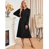 Ekouaer Zipper Robe for Women Long Bath Robe Soft Housecoat Hooded Bathrobe(Black)