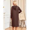 Ekouaer Zipper Robe for Women Long Bath Robe Soft Housecoat Hooded Bathrobe(Brown)