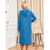 Ekouaer Zipper Robe for Women Long Bath Robe Soft Housecoat Hooded Bathrobe(Dark Blue)