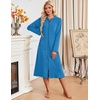 Ekouaer Zipper Robe for Women Long Bath Robe Soft Housecoat Hooded Bathrobe(Dark Blue)