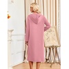 Ekouaer Zipper Robe for Women Long Bath Robe Soft Housecoat Hooded Bathrobe(Gray Purple)