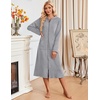 Ekouaer Zipper Robe for Women Long Bath Robe Soft Housecoat Hooded Bathrobe(Light Gray)