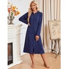 Ekouaer Zipper Robe for Women Long Bath Robe Soft Housecoat Hooded Bathrobe(Navy Blue)