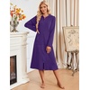 Ekouaer Zipper Robe for Women Long Bath Robe Soft Housecoat Hooded Bathrobe(Purple)