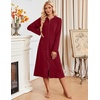 Ekouaer Zipper Robe for Women Long Bath Robe Soft Housecoat Hooded Bathrobe(Wine Red)
