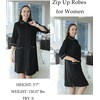 Ekouaer Zipper Robes for Women 3/4 Sleeve Housecoats with Pockets(A-black)