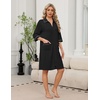 Ekouaer Zipper Robes for Women 3/4 Sleeve Housecoats with Pockets(A-black)