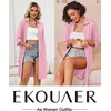 Ekouaer Zipper Robes for Women 3/4 Sleeve Housecoats with Pockets(A-pink)