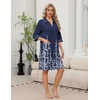 Ekouaer Zipper Robes for Women 3/4 Sleeve Housecoats with Pockets(Blue Floral)