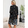 Ekouaer Zipper Robes for Women 3/4 Sleeve Housecoats with Pockets(Butterfly Flowers-1)