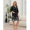 Ekouaer Zipper Robes for Women 3/4 Sleeve Housecoats with Pockets(Butterfly Flowers-1)