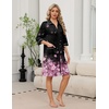 Ekouaer Zipper Robes for Women 3/4 Sleeve Housecoats with Pockets(Cherry Blossoms)
