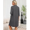Ekouaer Zipper Robes for Women 3/4 Sleeve Housecoats with Pockets(Dark Grey)