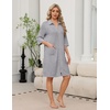 Ekouaer Zipper Robes for Women 3/4 Sleeve Housecoats with Pockets(Light Grey)