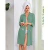 Ekouaer Zipper Robes for Women 3/4 Sleeve Housecoats with Pockets(Mint Green)